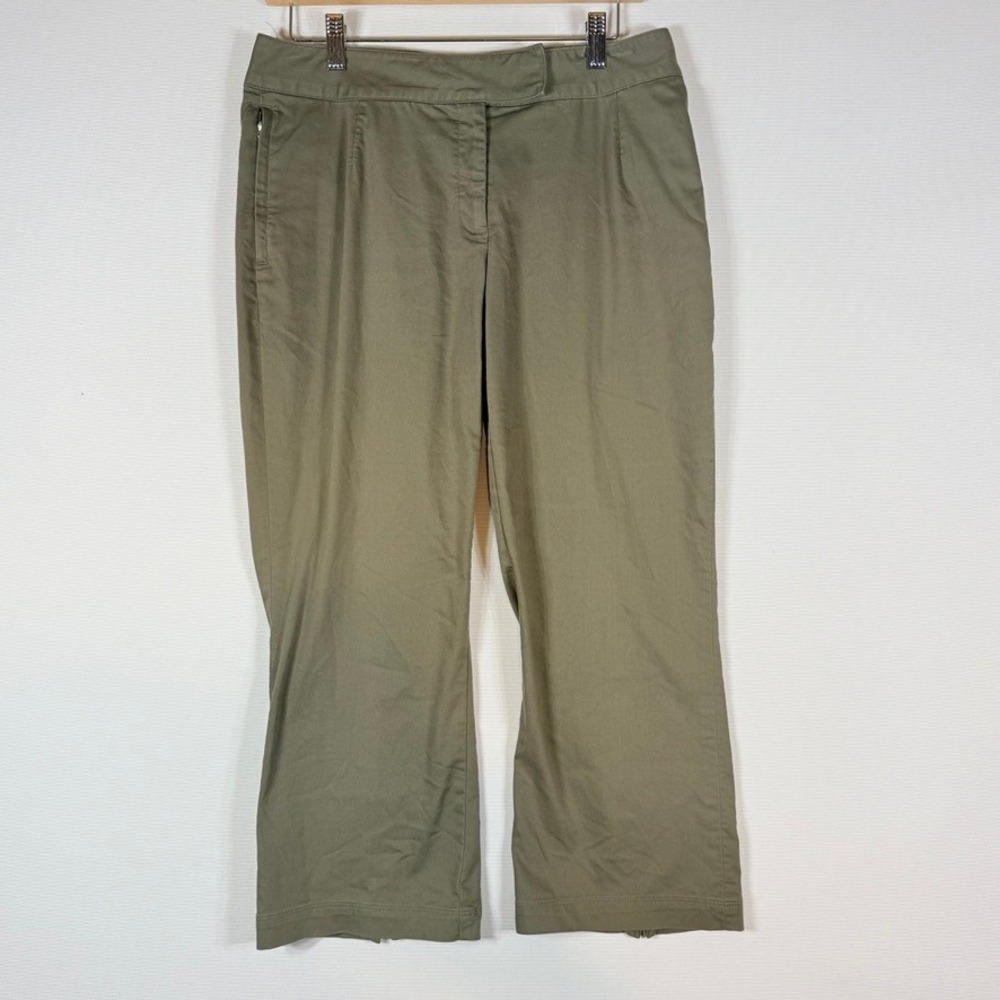 Nike Womens Small Golf Pants Crop Olive Green Ankle Zipper Utility Outdoor Sport